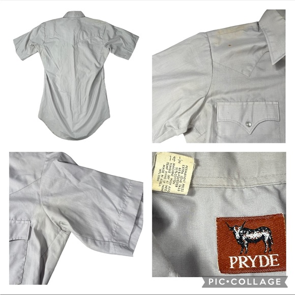 Vintage men’s button down western short sleeve 5 shirt bundle / crafting fabric - Picture 7 of 16